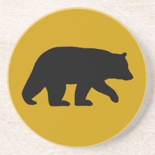 Dessous De Verre En Grès Silhouette d'ours noir - Couleur de fond personnal