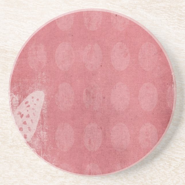 Dessous De Verre En Grès Silhouette Papillon sur Grunge Rose (Devant)