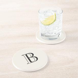 Dessous De Verre En Grès Simple Crème & Noir Monogram Crème 