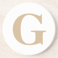 Simple moderne personnalisé initial blanc et beige