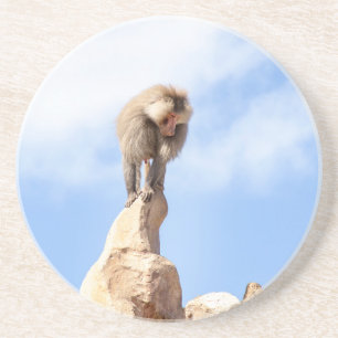 Dessous De Verre En Grès Singe babouin au sommet d'une montagne