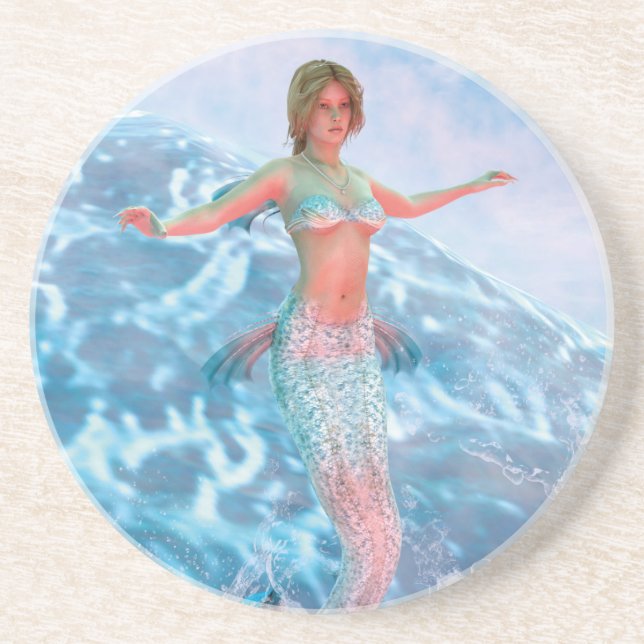 Dessous De Verre En Grès Sirène Fantastique (Devant)