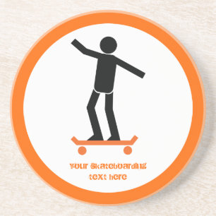 Dessous De Verre En Grès Skateboardeur sur son skateboard personnalisé