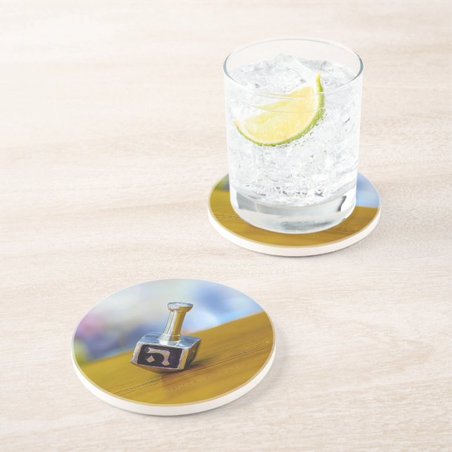 Dessous De Verre En Grès SlipperyJoe's Happy Hanoukka à quatre côtés (Côté)