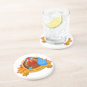 Dessous De Verre En Grès SlipperyJoe's Joyeux jour de Thanksgiving feuilles