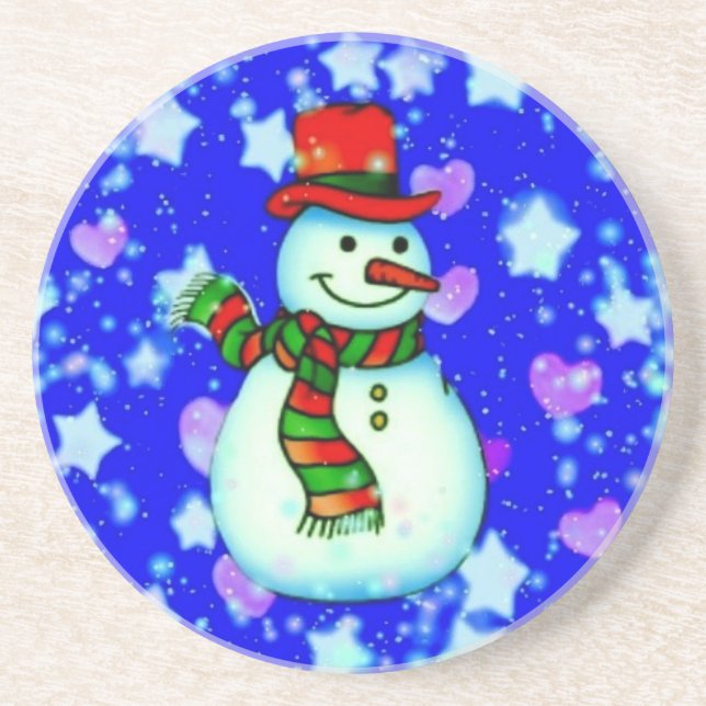 Dessous De Verre En Grès Snowman (Devant)