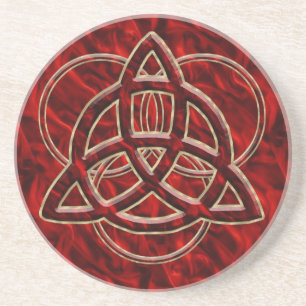 Dessous De Verre En Grès Soie de rouge de Triquetra