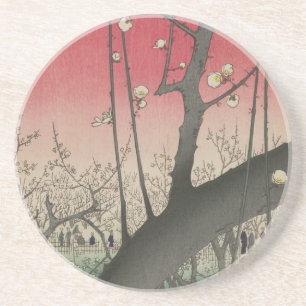 Dessous De Verre En Grès soleil couchant japonais pruniers arbres