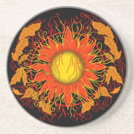 Dessous De Verre En Grès Soleil tourbé, Art Abstrait Sunshine