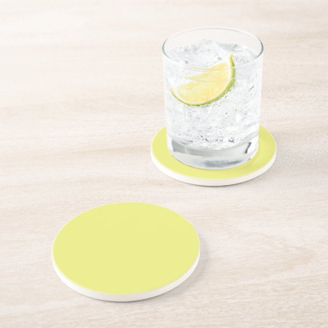 Dessous De Verre En Grès Solid Bright Lemon Yellow Coaster (Côté)