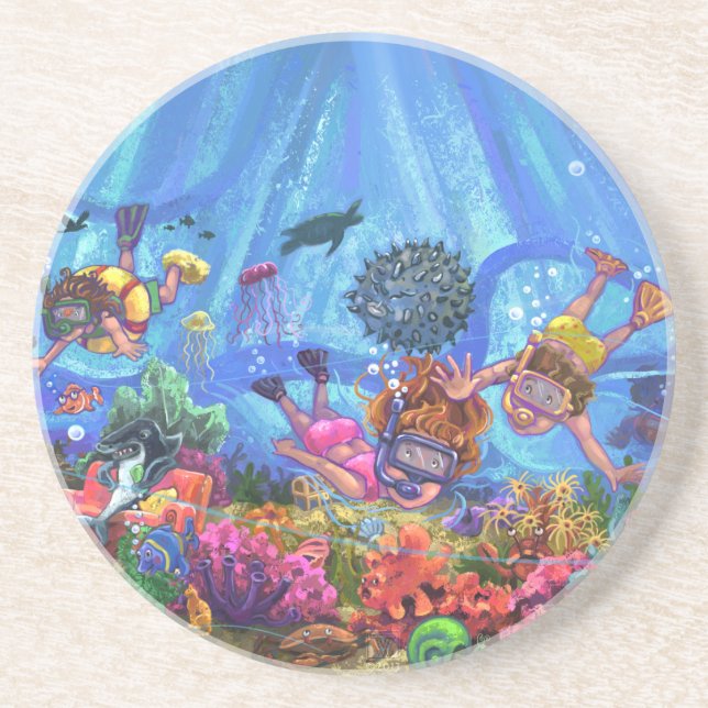 Dessous De Verre En Grès Sous la mer (Devant)