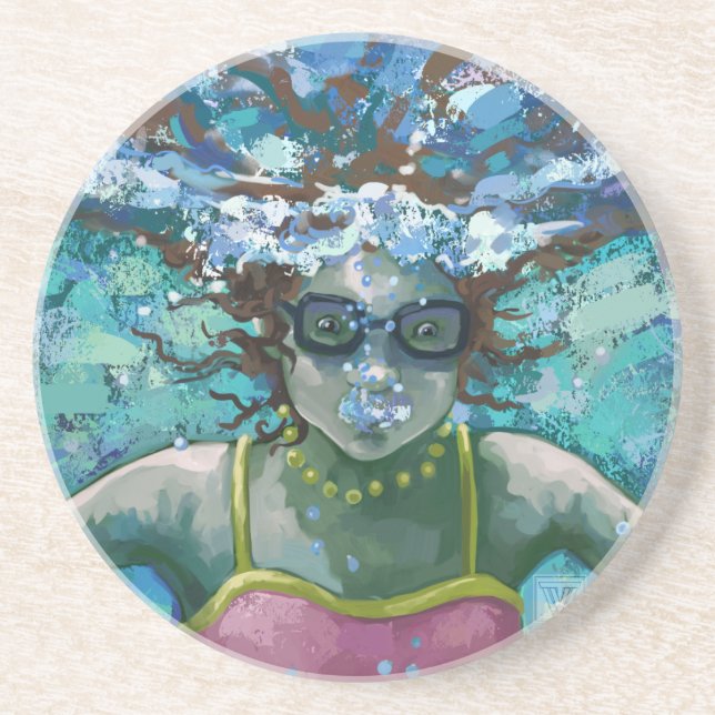 Dessous De Verre En Grès Sous la nage aquatique (Devant)