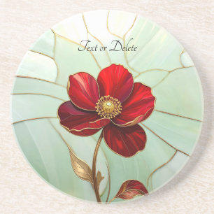 Dessous De Verre En Grès Sous-verre en grès à fleur rouge en verre teinté