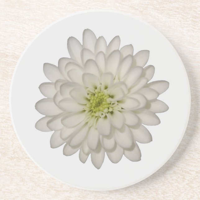 Dessous De Verre En Grès Sous-verre en grès Chrysanthème blanc (Devant)