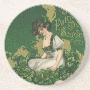 Dessous De Verre En Grès Souvenir vintage de la Saint-Patrick, jeune Irland