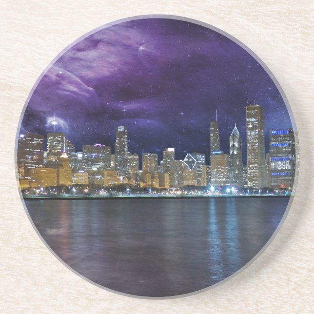 Dessous De Verre En Grès Spacey Chicago Skyline (Devant)
