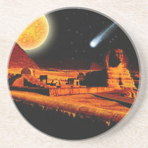 Dessous De Verre En Grès Sphinx & Lune sur égyptienne Giza Pyramides Cadeau