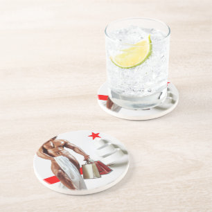 Dessous De Verre En Grès Spirale en papier blanc pour achats de Noël de Sli