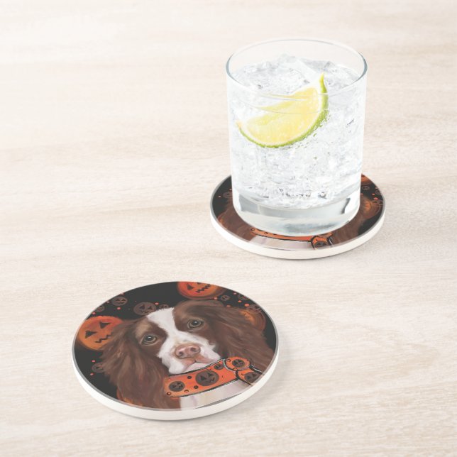Dessous De Verre En Grès Springer Spaniel Anglais        (Côté)