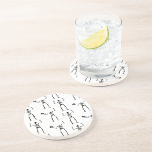 Dessous De Verre En Grès Squelettes d'Halloween, friandise ou farce, Hou
