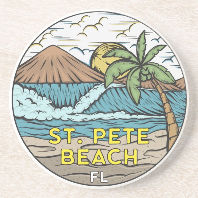 Dessous De Verre En Grès St Pete Beach Florida Vintage (Devant)