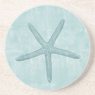 Dessous De Verre En Grès Starfish bleu