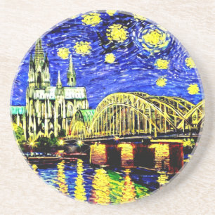 Dessous De Verre En Grès Starry Night Cologne Allemagne Cathédrale Throw Pi