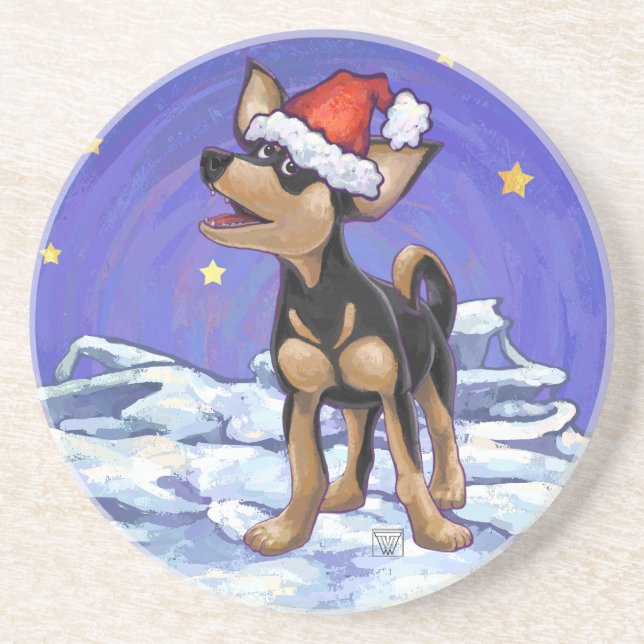 Dessous De Verre En Grès Starry Night Festive Chihuahua (Devant)