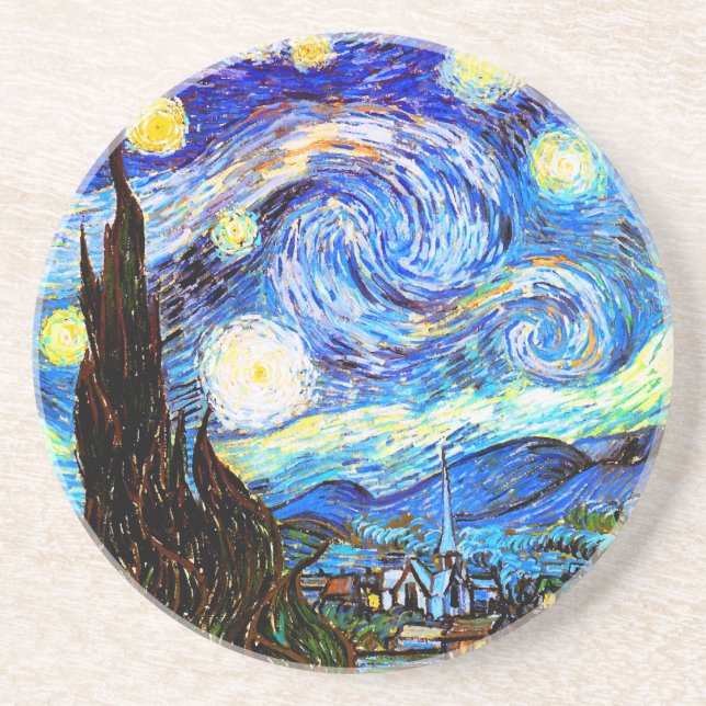 Dessous De Verre En Grès Starry Night Van Gogh Art (Devant)