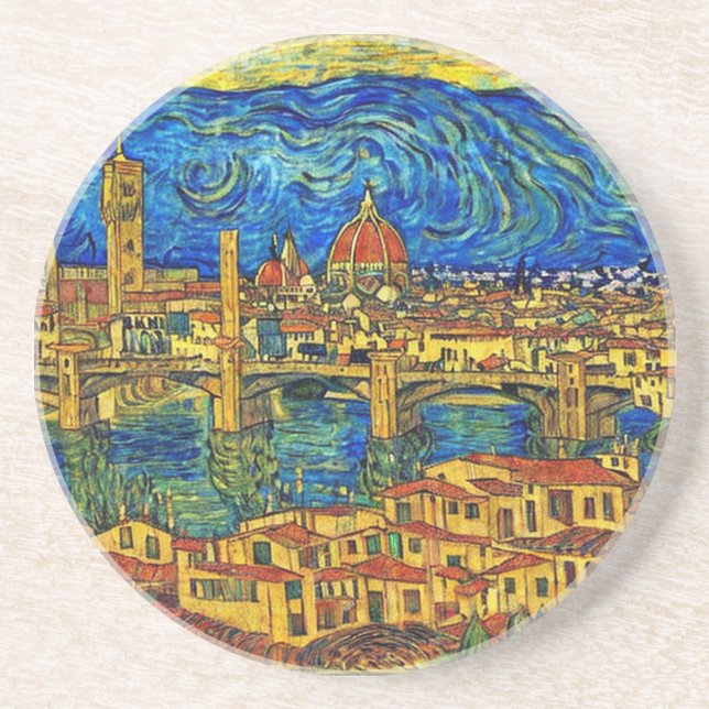 Dessous De Verre En Grès Starry Starry Night Florence Italie (Devant)