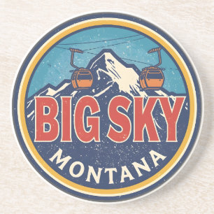 Dessous De Verre En Grès Station de ski vintage BIG SKY Montana Bozeman mon