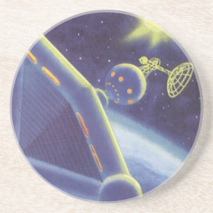 Dessous De Verre En Grès Station spatiale orbitante de science-fiction vint