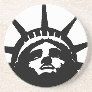Dessous De Verre En Grès Statue d'Art Pop Noir & Blanc de la Liberté
