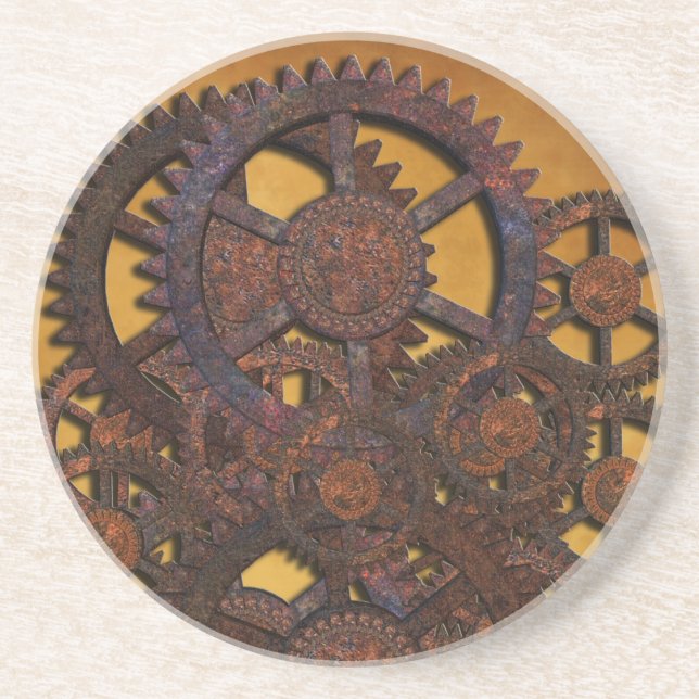 Dessous De Verre En Grès Steampunk Rusty (Devant)