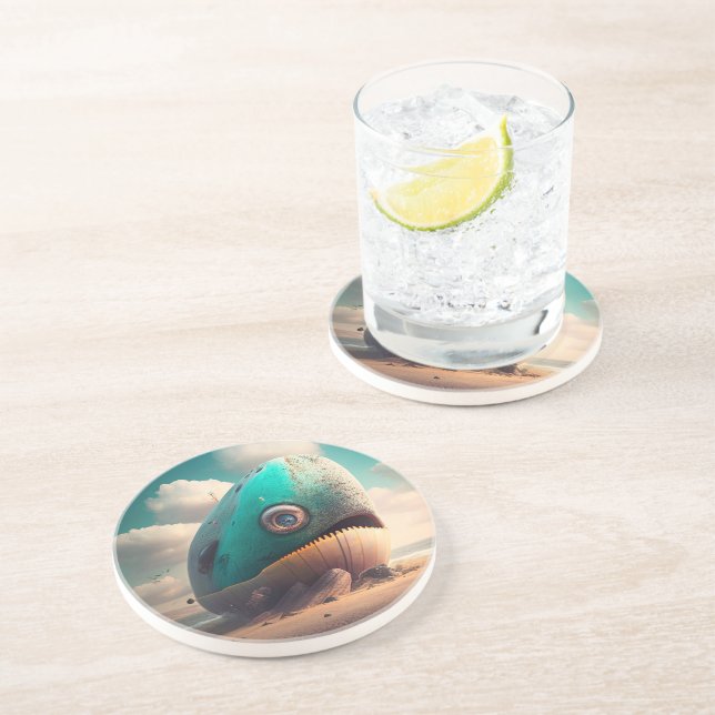 Dessous De Verre En Grès Strange Whale (Côté)