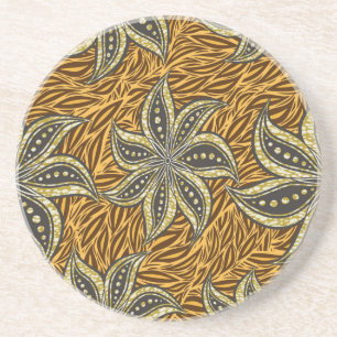 Dessous De Verre En Grès Style Batik Floral Abstrait africain