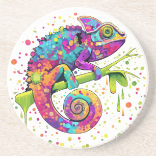Dessous De Verre En Grès Style d'aquarelle des teintures Chameleon