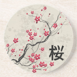 Dessous De Verre En Grès Style oriental Sakura Cherry Blossom Art