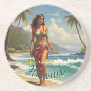 Dessous De Verre En Grès Style vintage Hawaiian Travel Honolulu Mid-Pacific