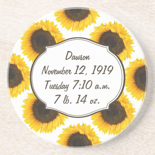 Dessous De Verre En Grès Sunflower Floral Baby Stat (Devant)