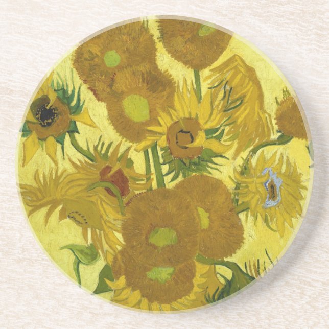 Dessous De Verre En Grès Sunflowers dans Vase Van Gogh Art (Devant)