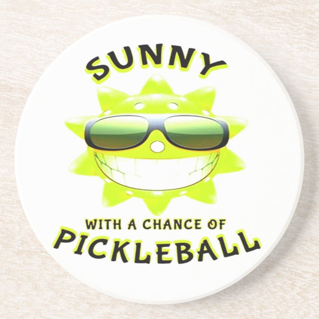 Dessous De Verre En Grès Sunny avec une chance de PickleBall (Devant)