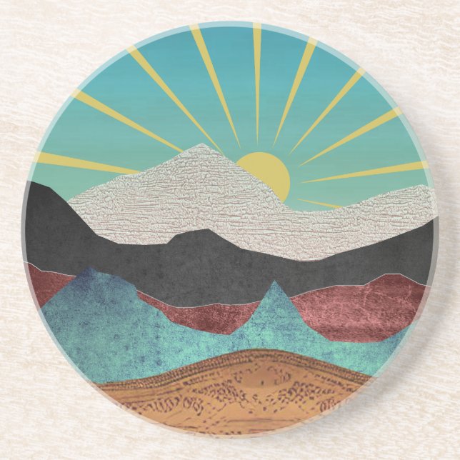 Dessous De Verre En Grès Sunrise Imaginaire de montagne (Devant)