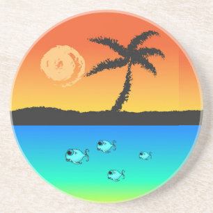 Dessous De Verre En Grès Sunset de l'île