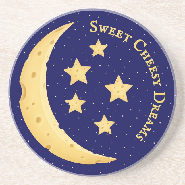 Dessous De Verre En Grès Sweesy Dreams Cute Moon & Stars Personnalisé (Devant)