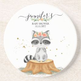 Dessous De Verre En Grès Sweet Raccoon Forest Baby Shower