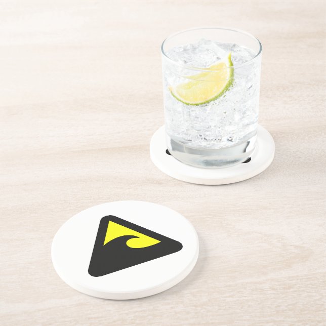 Dessous De Verre En Grès Symbole de danger du tsunami (Côté)