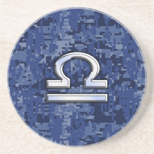 Dessous De Verre En Grès Symbole de Libra Zodiac sur le camouflage numériqu
