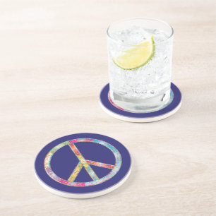 Dessous De Verre En Grès SYMBOLE DE PAIX Coloré