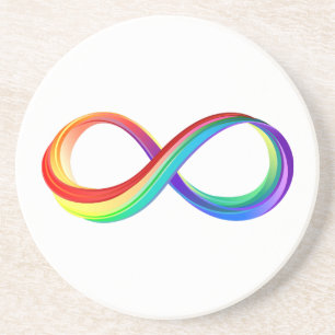 Dessous De Verre En Grès Symbole d'infinité arc-en-ciel stratifié